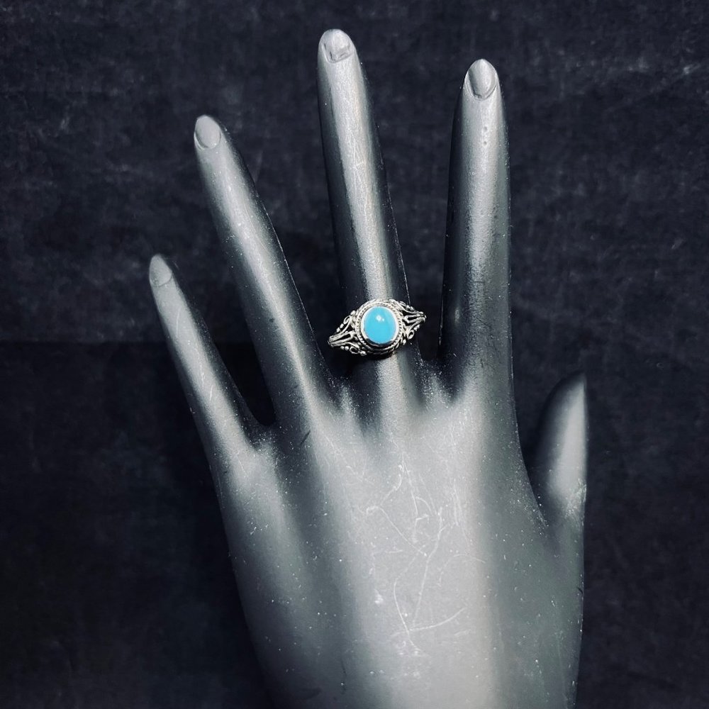 Vintage Sterling Silver Faux Turquoise Ring Sz 6 (R336)